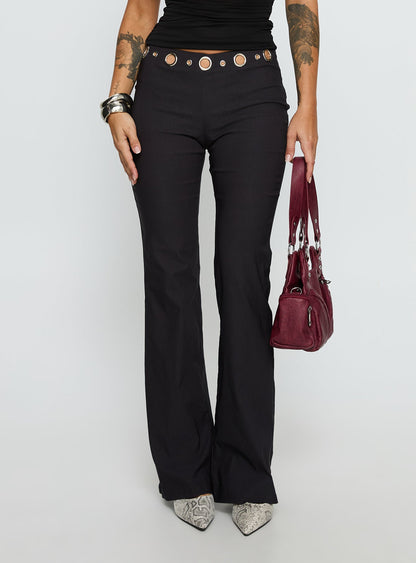 True Grit Eyelet Flare Pants Grey