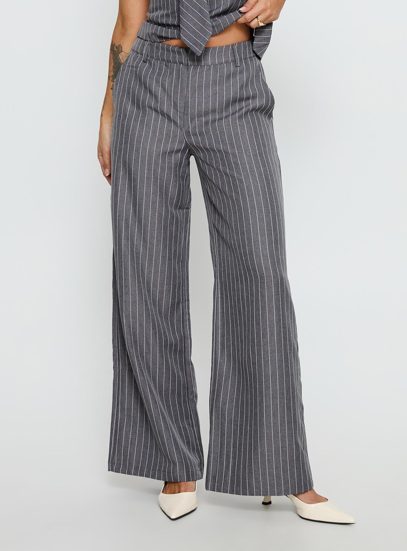 Uvelia Tailored Pants Grey Pinstripe