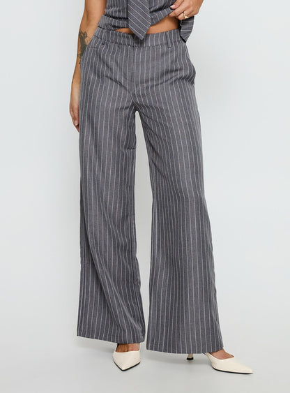 Uvelia Tailored Pants Grey Pinstripe