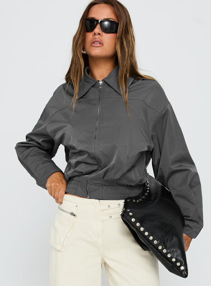 Call You Up Bomber Jacket Charcoal