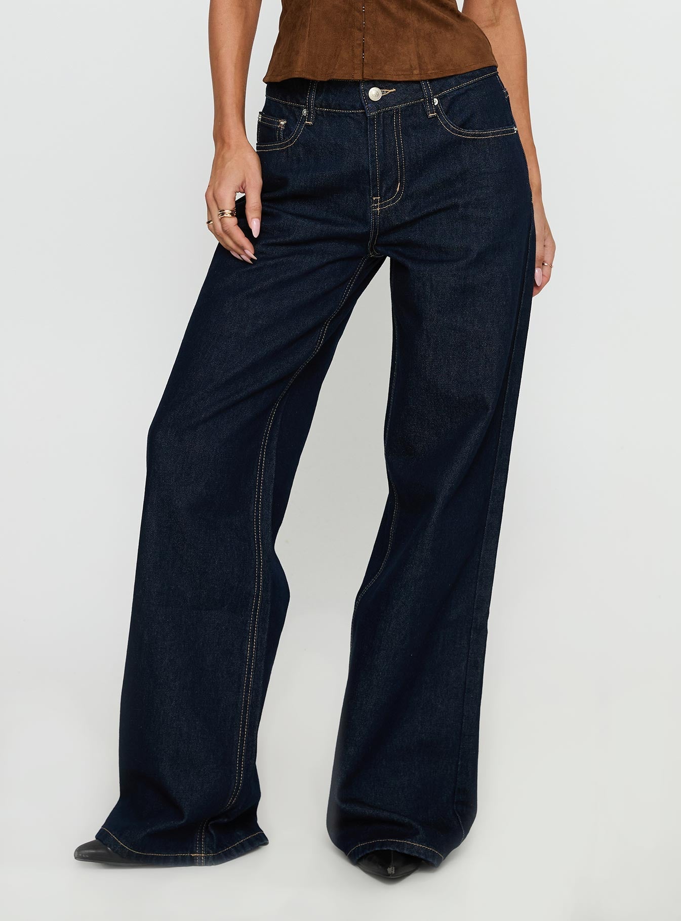 Favourite Reference Mid Rise Straight Leg Jeans Dark Indigo