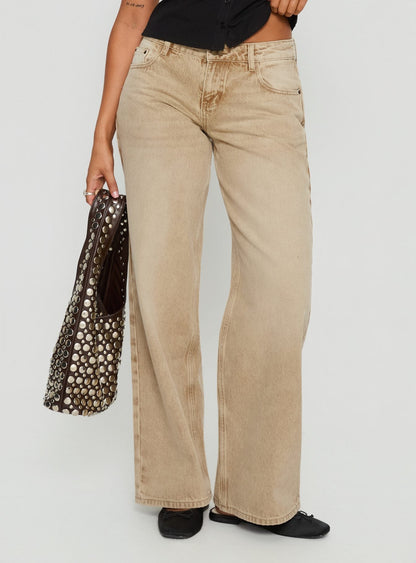 Ellanor Low Rise Straight Leg Jeans Tan
