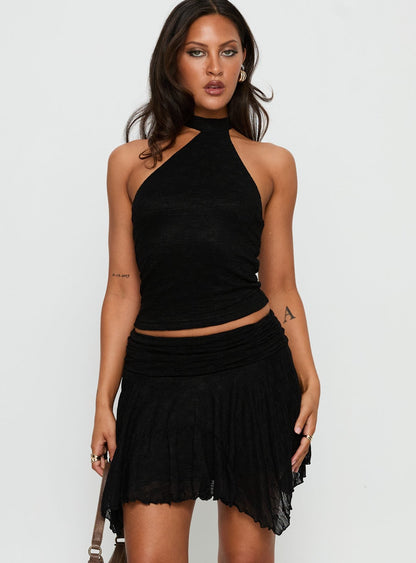Raeann Frill Mini Skirt Black