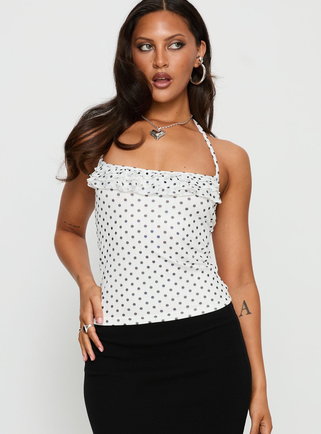 Days Of Summer Ruffle Top White Polka