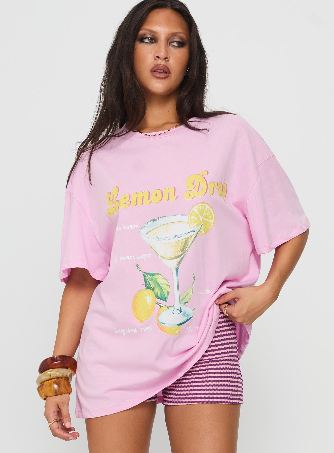 Lemon Drop Oversized Top Pink