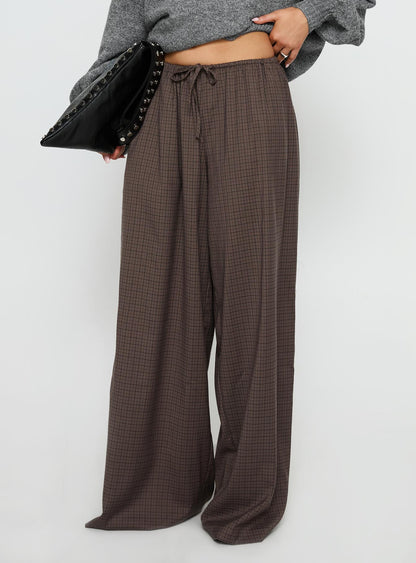 Bungala Oversized Relaxed Pant Brown Check
