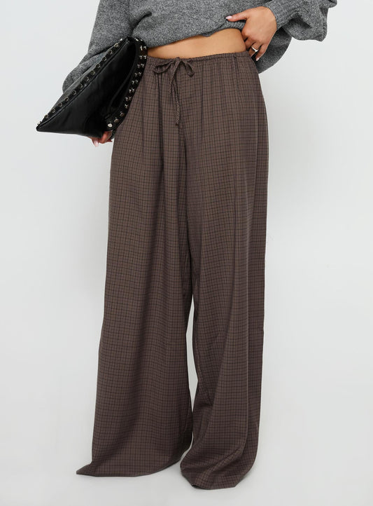 Bungala Oversized Relaxed Pant Brown Check