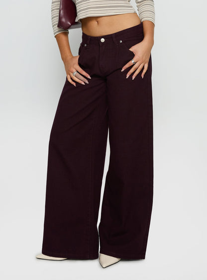 Supercut Low Rise Baggy Pleat Jeans Currant