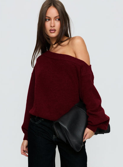 Noble Off The Shoulder Sweater Red