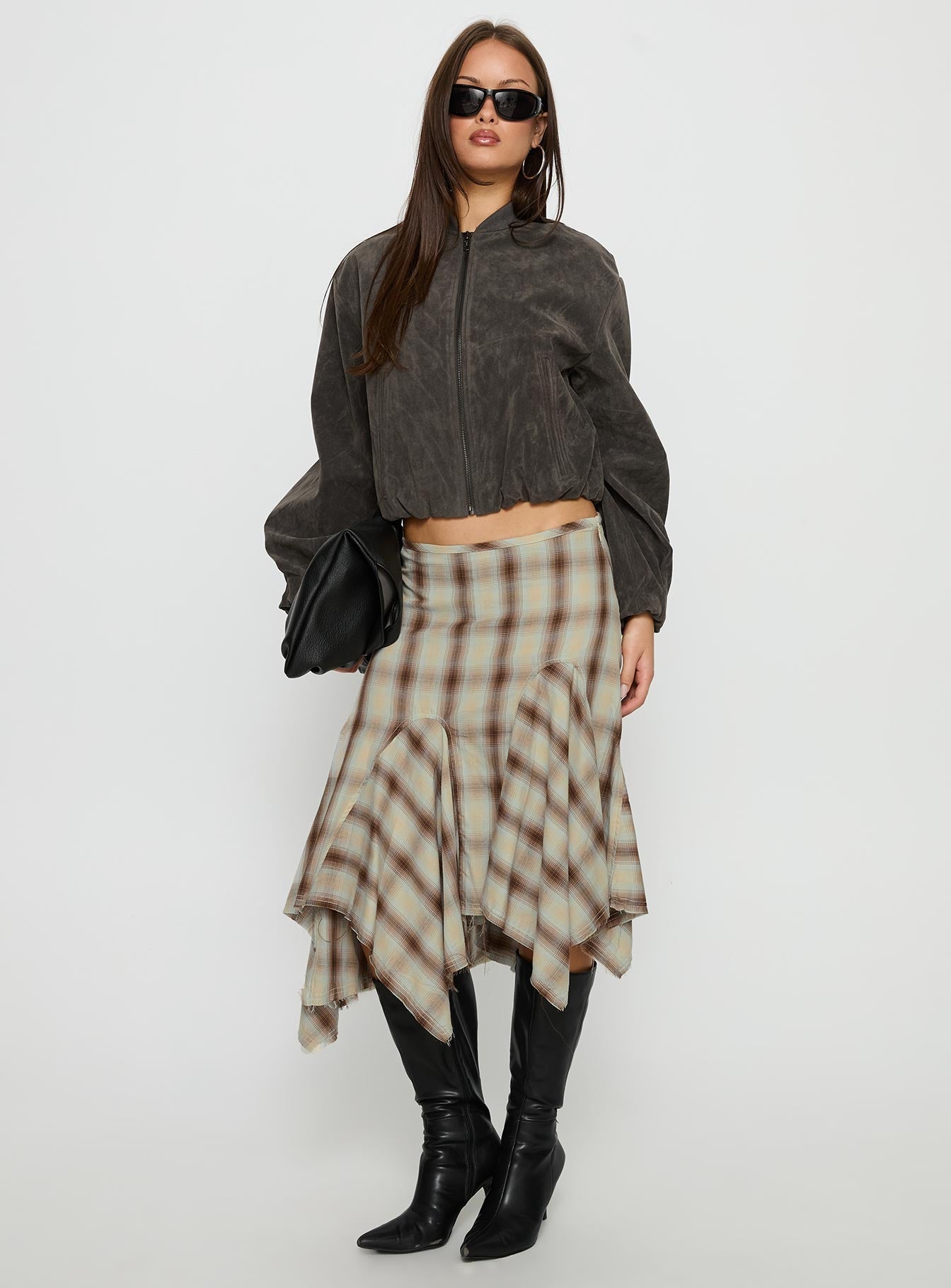Toshie Asymmetrical Midi Skirt Multi Check