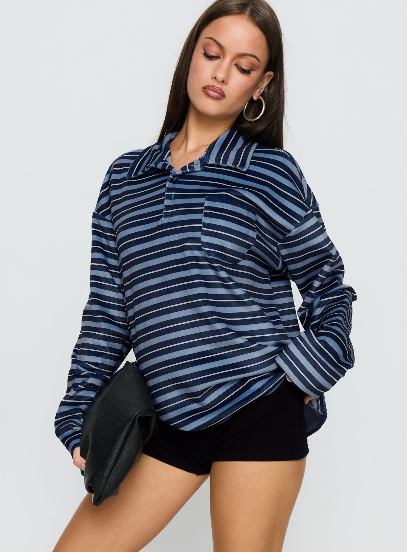 Mystris Collared Jumper Blue Stripe