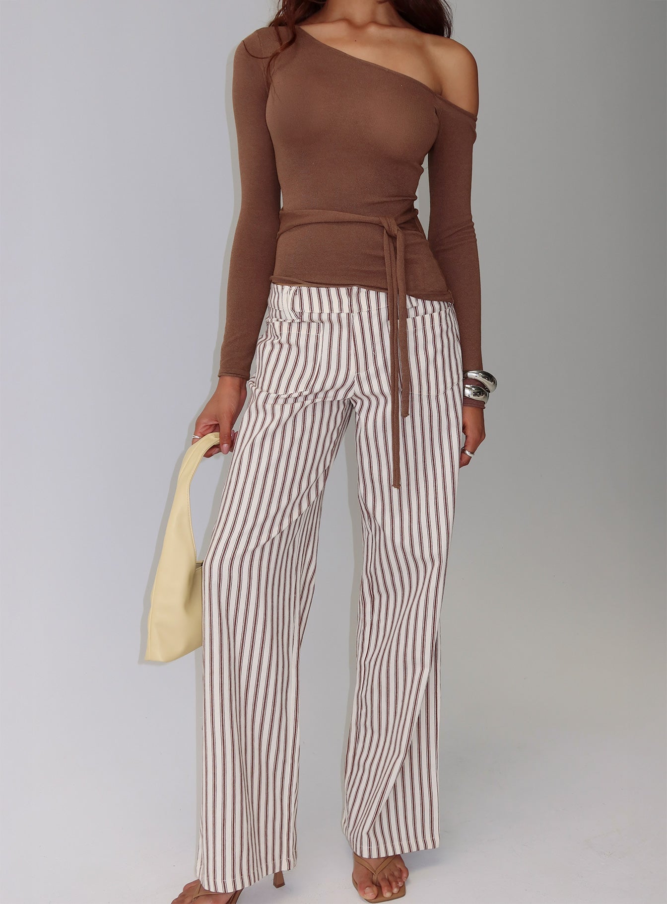 Vendi Low Rise Pant Brown Stripe