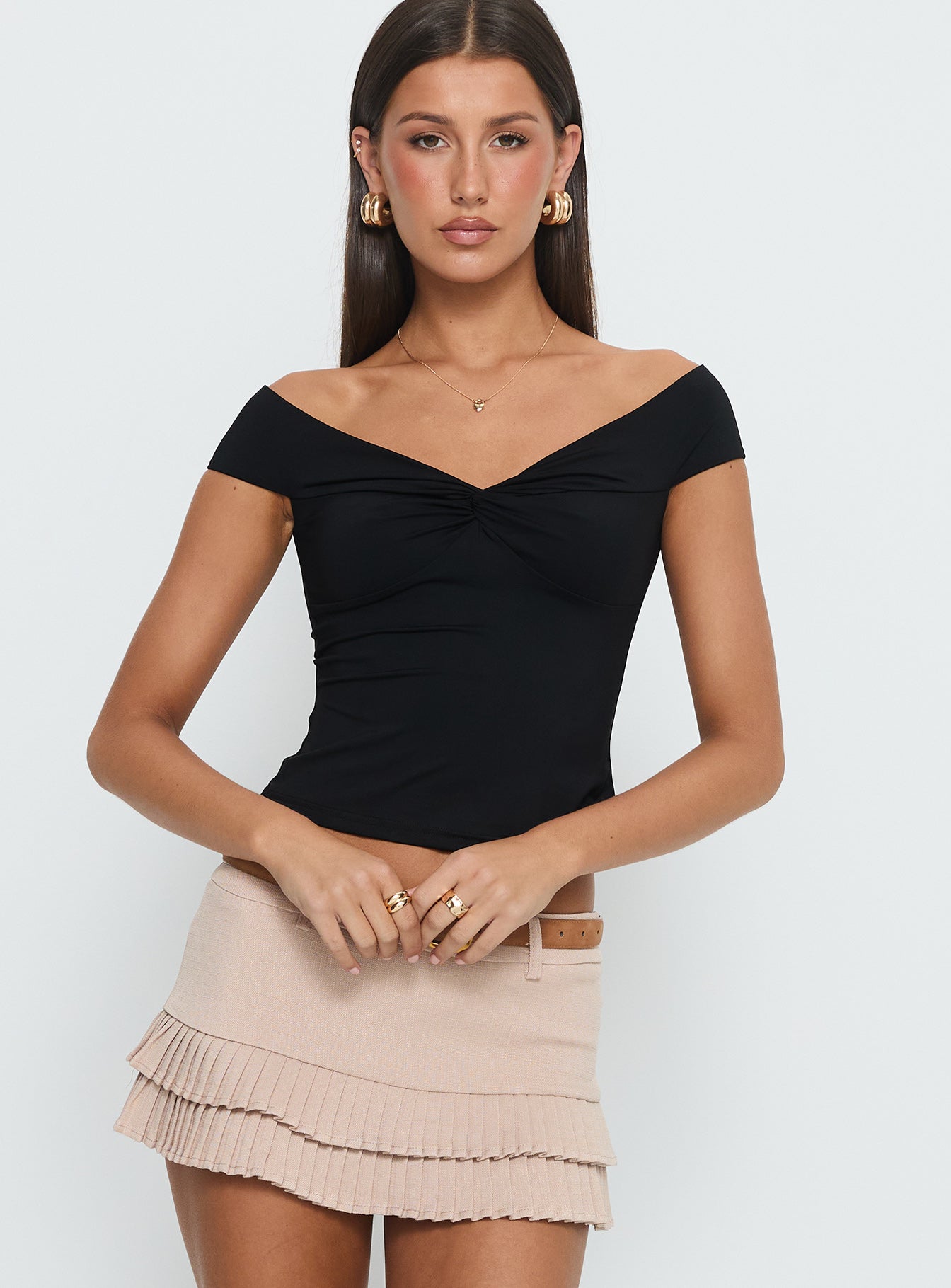 Maxeina Off Shoulder Twist Top Black