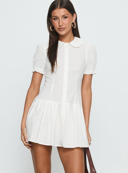 Lisette Pleat Mini Dress White