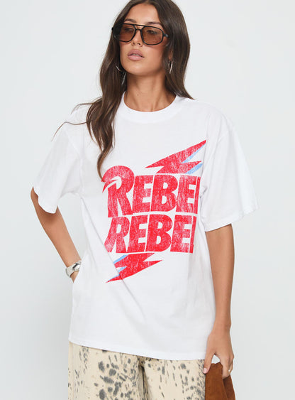 Rebel Rebel Oversized Graphic Top White