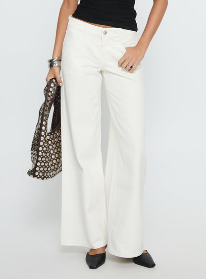 Catiana Low Rise Wide Leg Jeans White