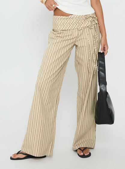 Seneca Wrap Pant Beige Stripe