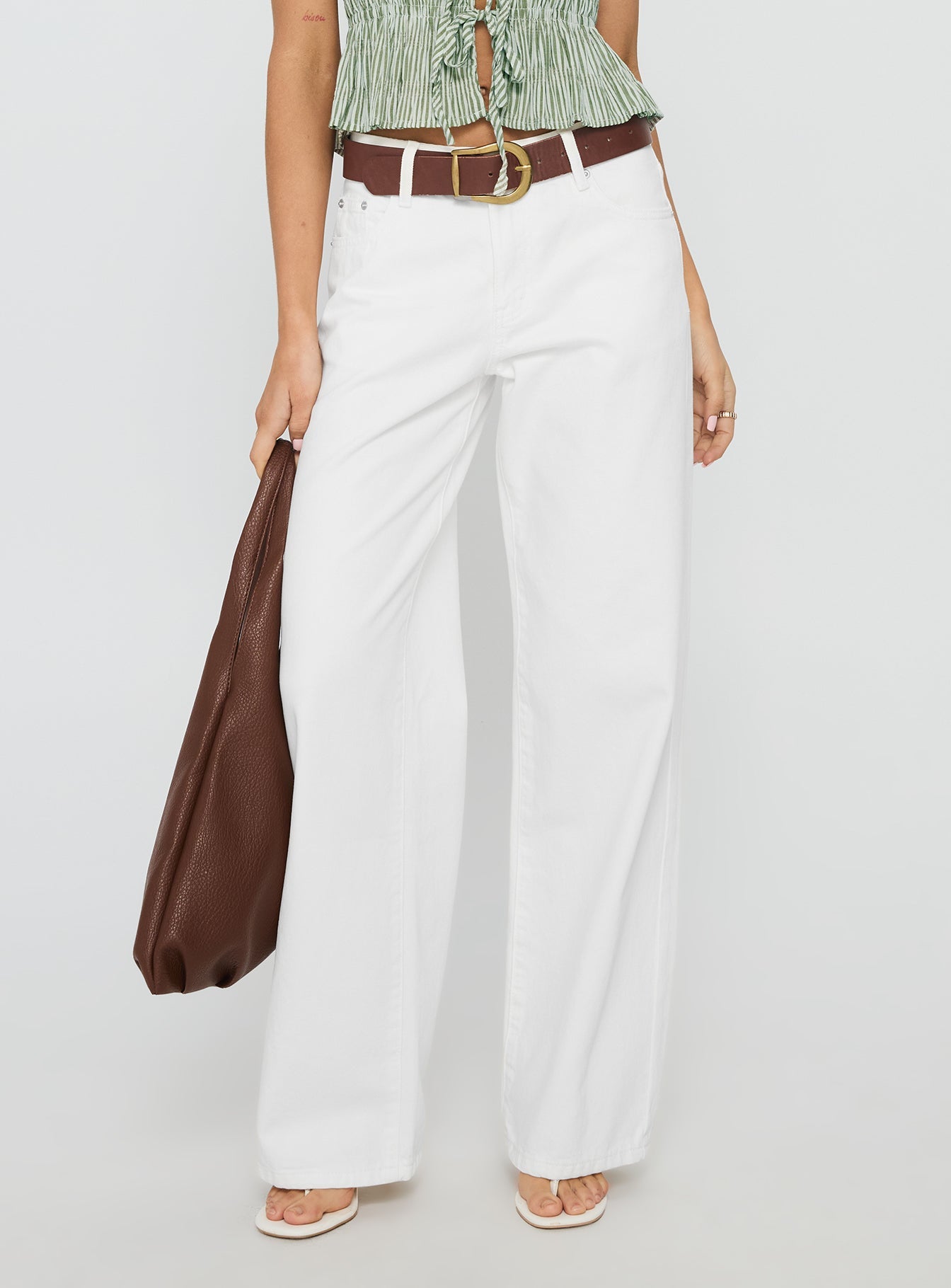 Serenitia Mid Rise Straight Leg Relaxed Jeans White Wash