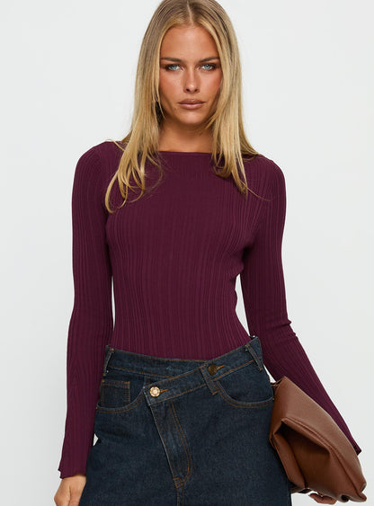 Mayok Long Sleeve Bodysuit Plum