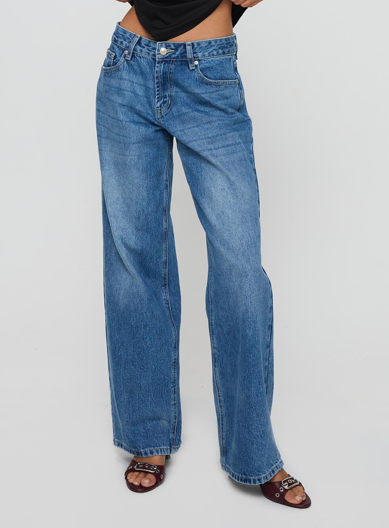 Serenitia Mid Rise Straight Leg Jeans Mid Blue Wash Tall