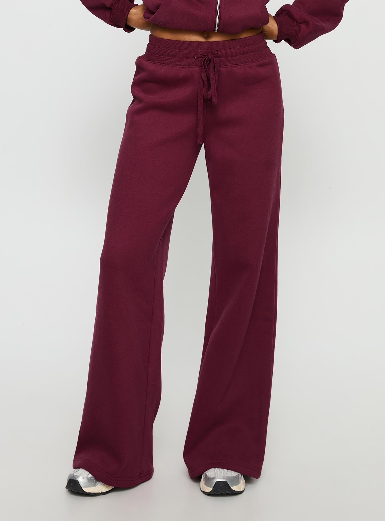 Princess Polly Stargirl Wide Leg Sweat Pants Burgundy