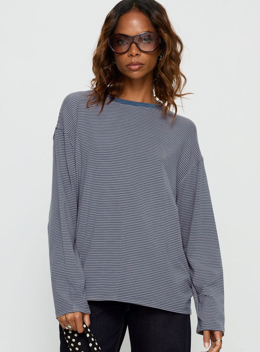 Avriana Long Sleeve Top Blue Stripe