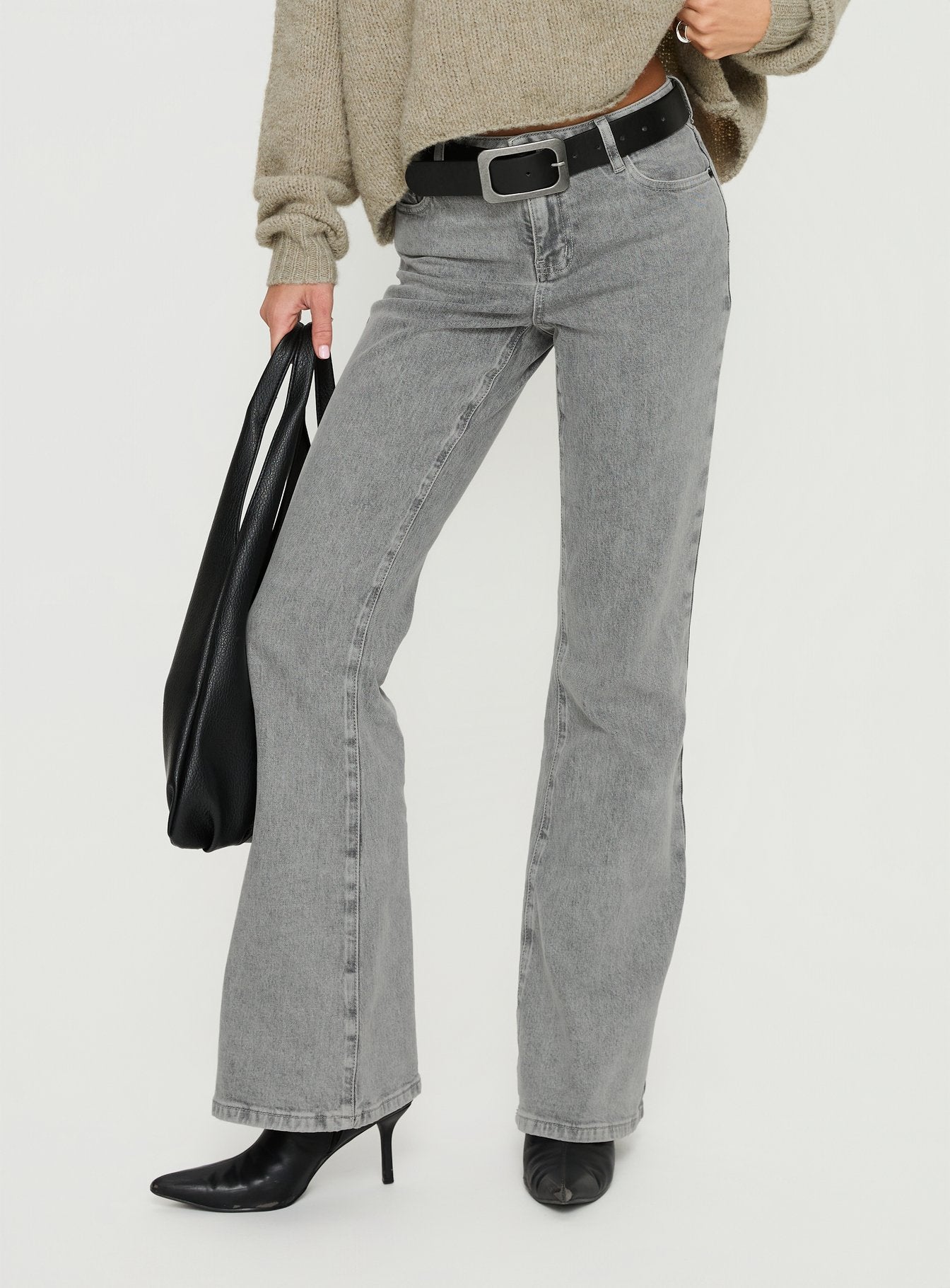 Magic Mirror Mid Rise Bootleg Jeans Washed Grey