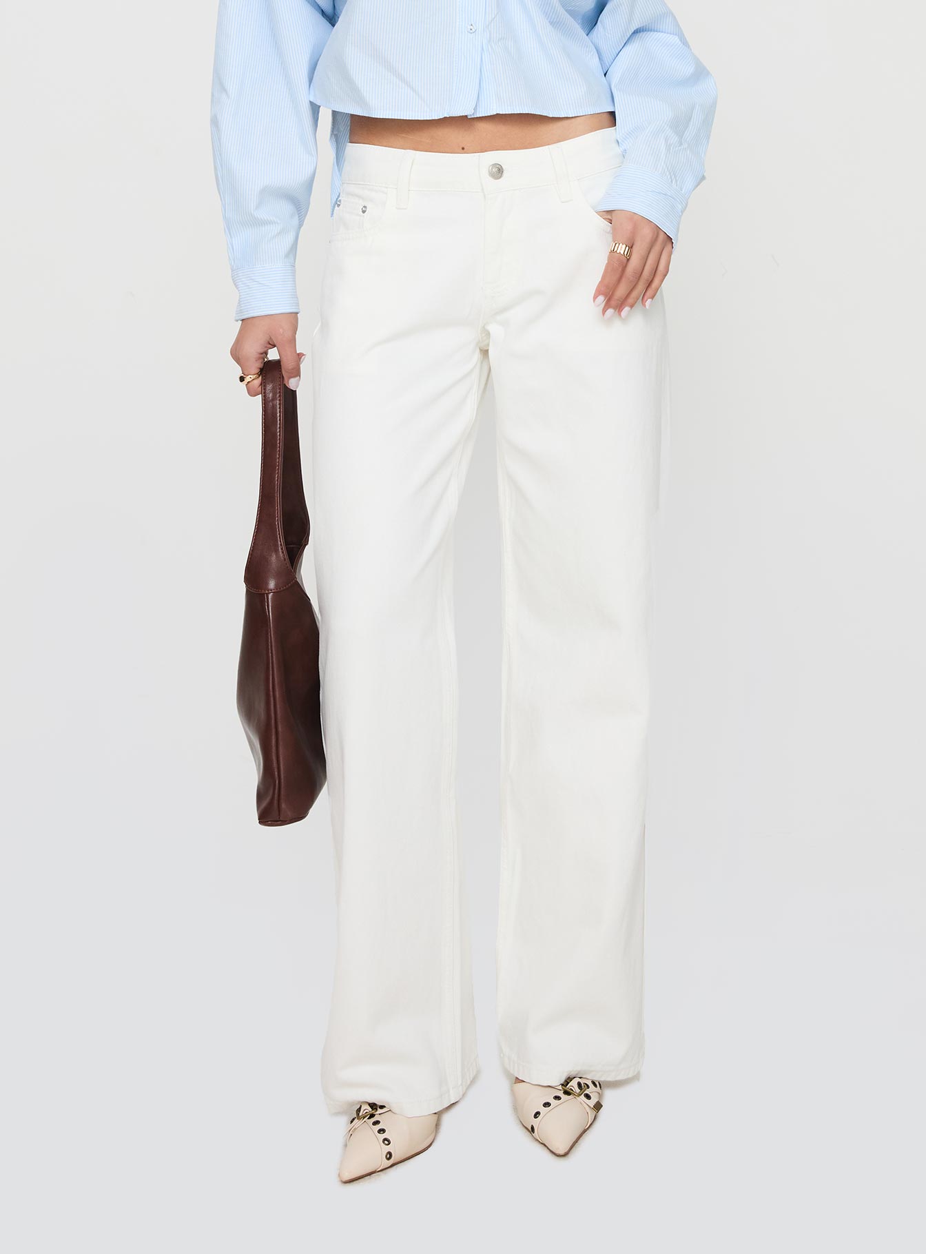 Ellanor Low Rise Straight Leg Jeans White