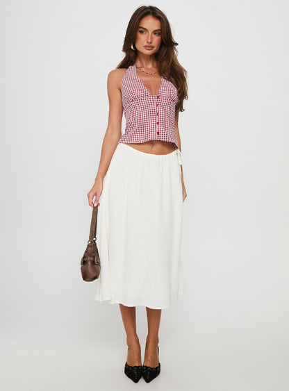 Persuasion Tie Side Midi Skirt White