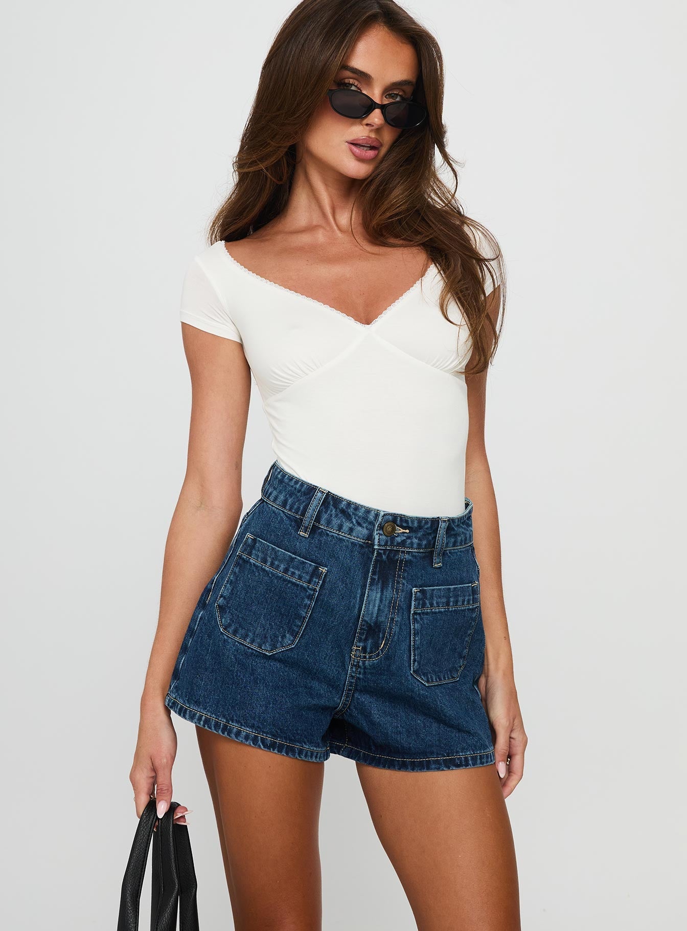 Take My Breath Denim Shorts Blue