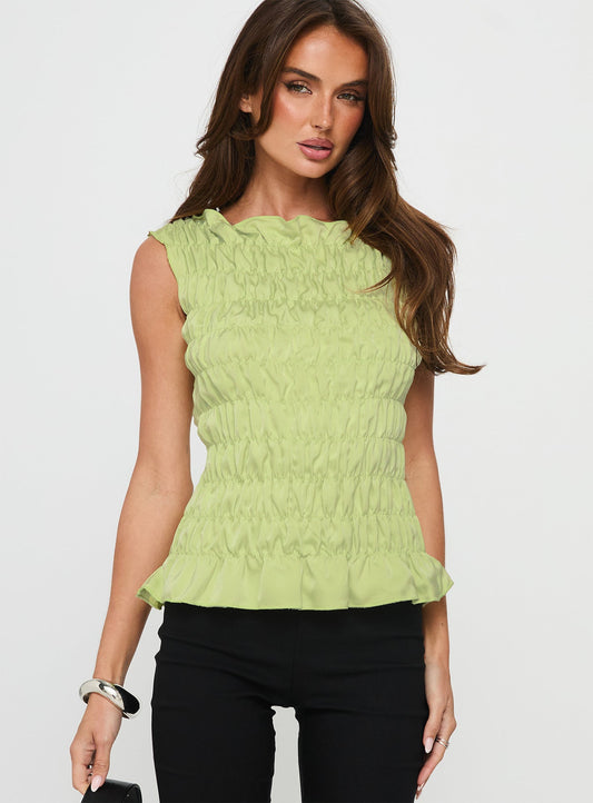 Elenir Shirred Top Green
