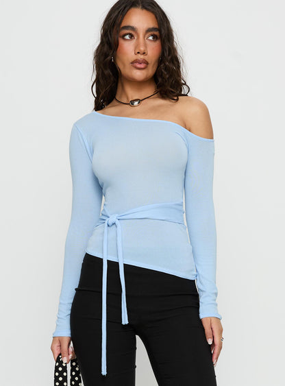 Kastor One Shoulder Long Sleeve Top Blue