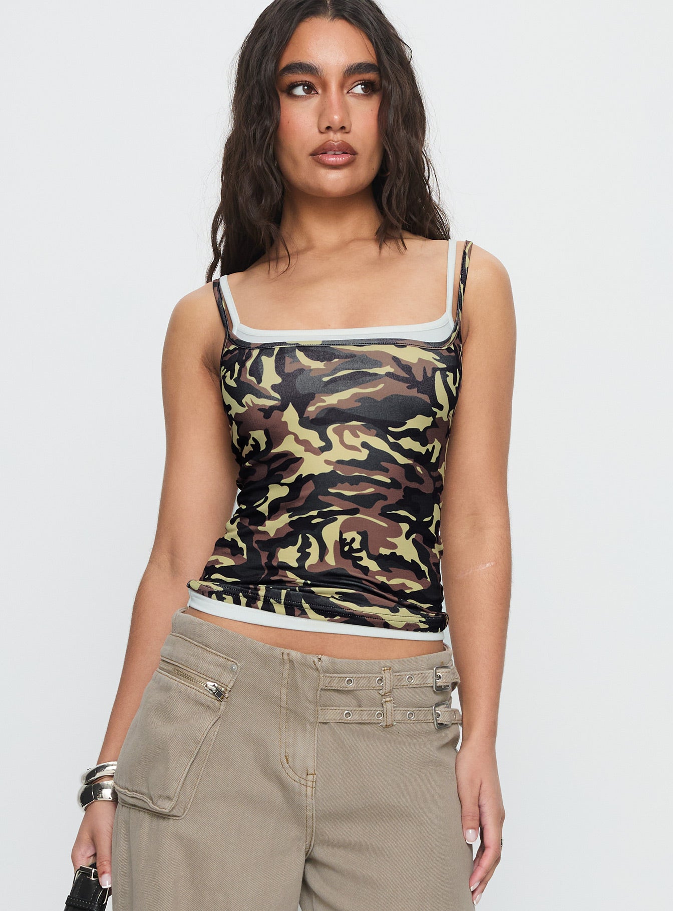 No Rules Layered Cami Top Camouflage