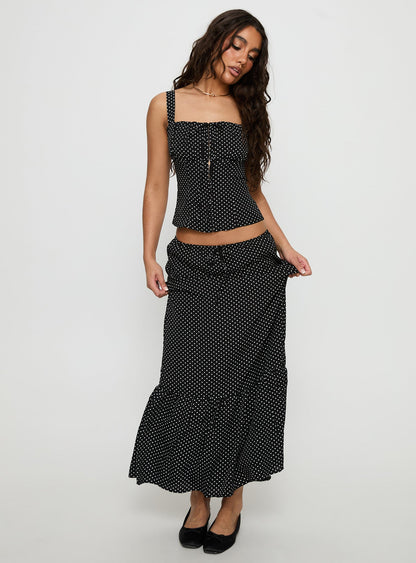 Modern Girl Maxi Skirt Black / Polka Dot
