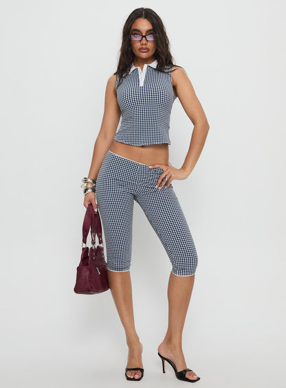 Tuka Capri Navy Gingham