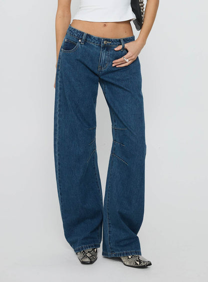 Tippie Low Rise Barrel Leg Jeans Mid Wash