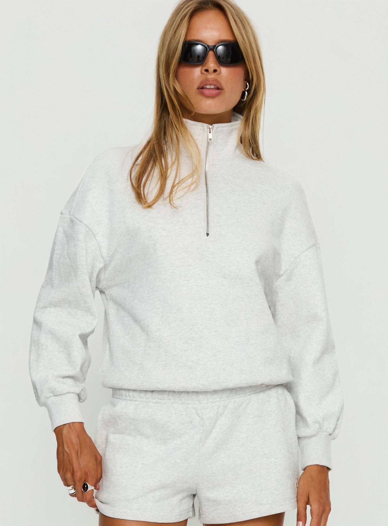 Rozanna 1/4 Zip Jumper Grey Marle