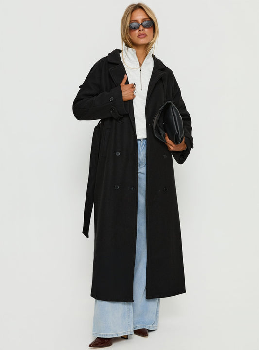 Rylanne Longline Trench Coat Black