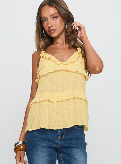 Jorjia Ruffle Cami Top Yellow