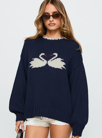 Swan Lake Love Knit Sweater Navy