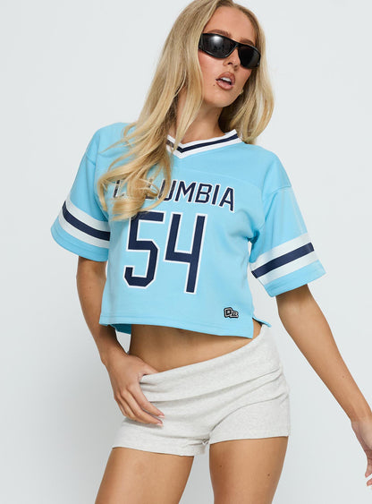 Columbia Cropped Football Jersey Tee Blue