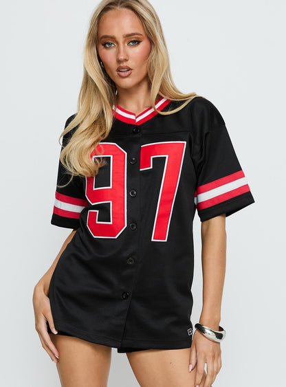 SDSU Football Button Down Jersey Black