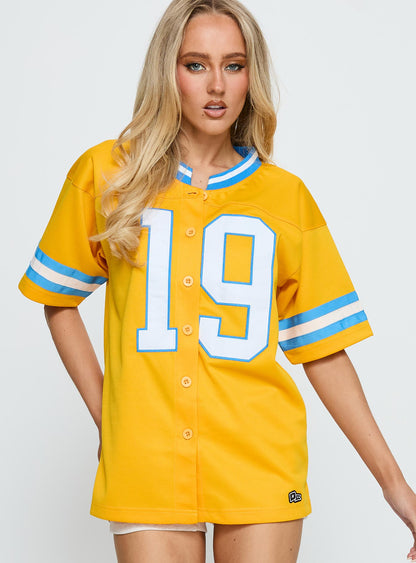 UCLA Football Button Down Jersey Gold