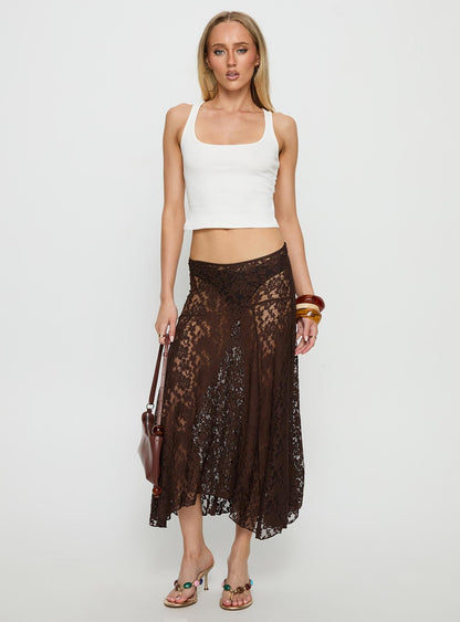 Tidal Midi Skirt Chocolate