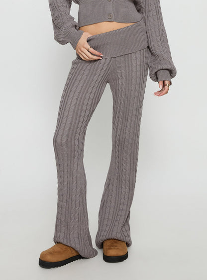 Baleigh Cable Knit Foldover Pants Grey