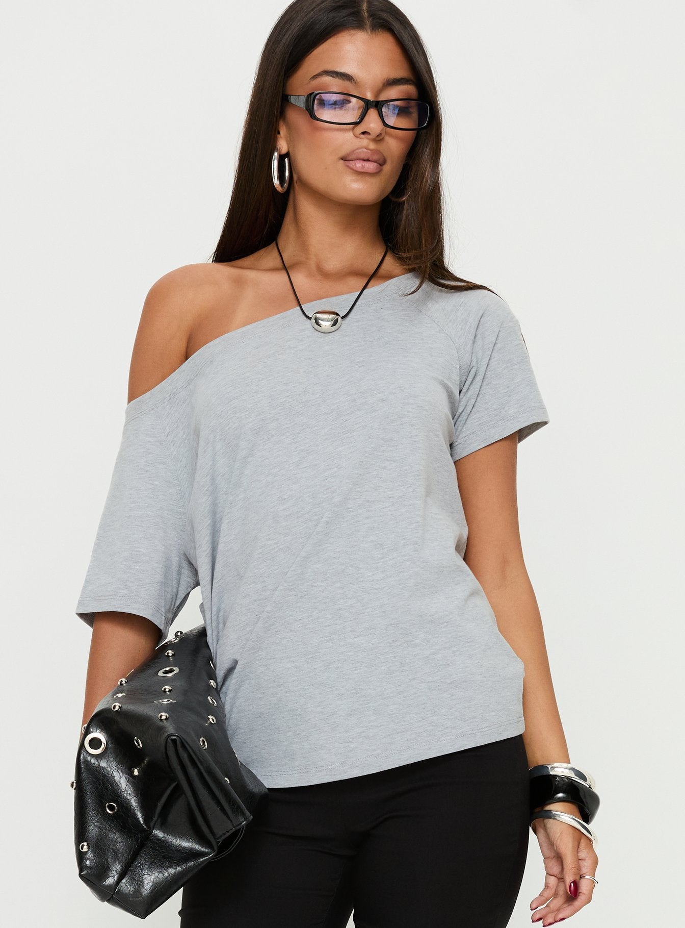 Icon Baby Off Shoulder Top Grey