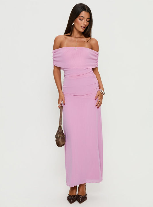 Penelopa Off Shoulder Maxi Dress Pink