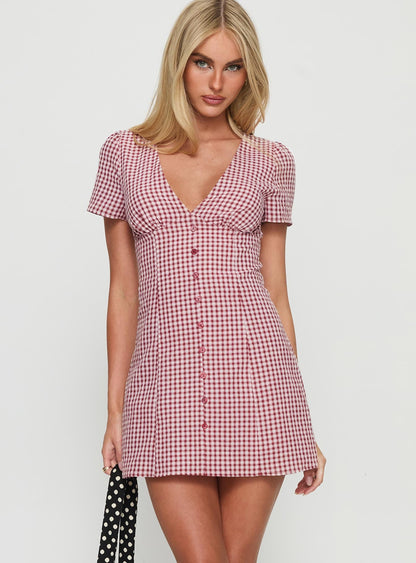 Loveliness Playsuit Red Check
