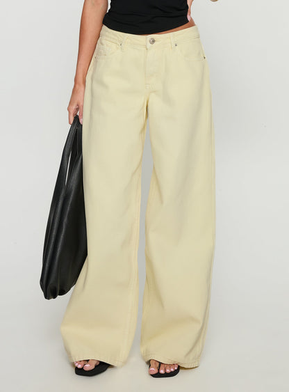 Ramos Low Rise Wide Leg Jeans Butter Lemon