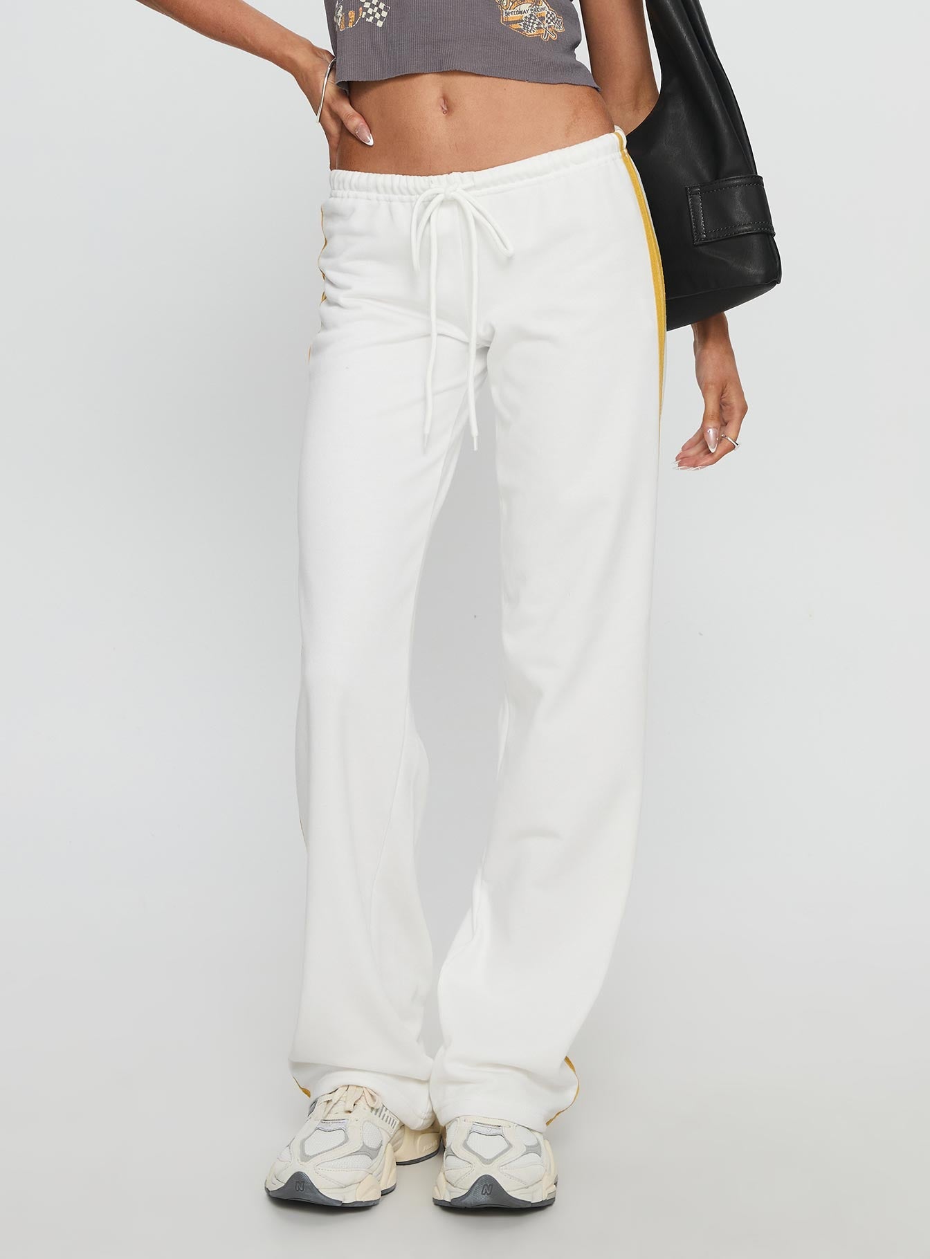 Elation Low Rise Straight Leg Track Pant White